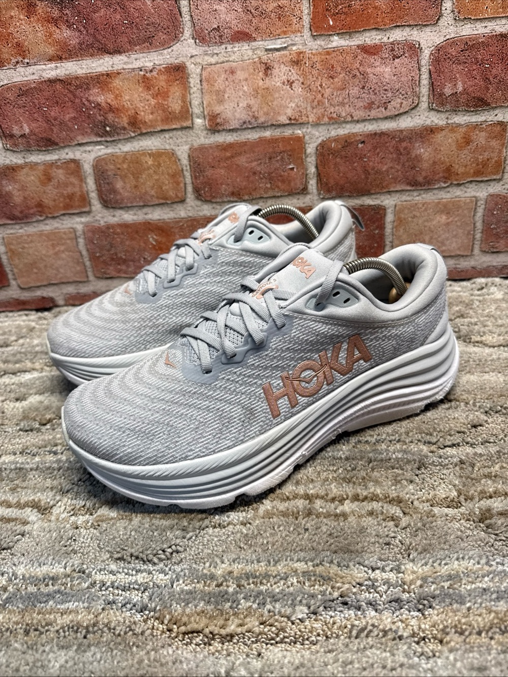 Hoka One One Gaviota 5 Women Size 9.5 B Grey Rose Gold Outdoor Shoe 1134235 HMRG